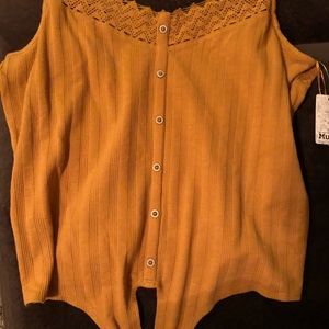 Burnt orange tank that ties at the bottom